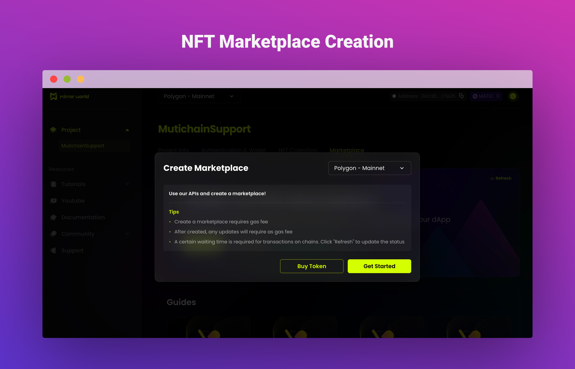 Also supports low-code marketplace creation on dashboard