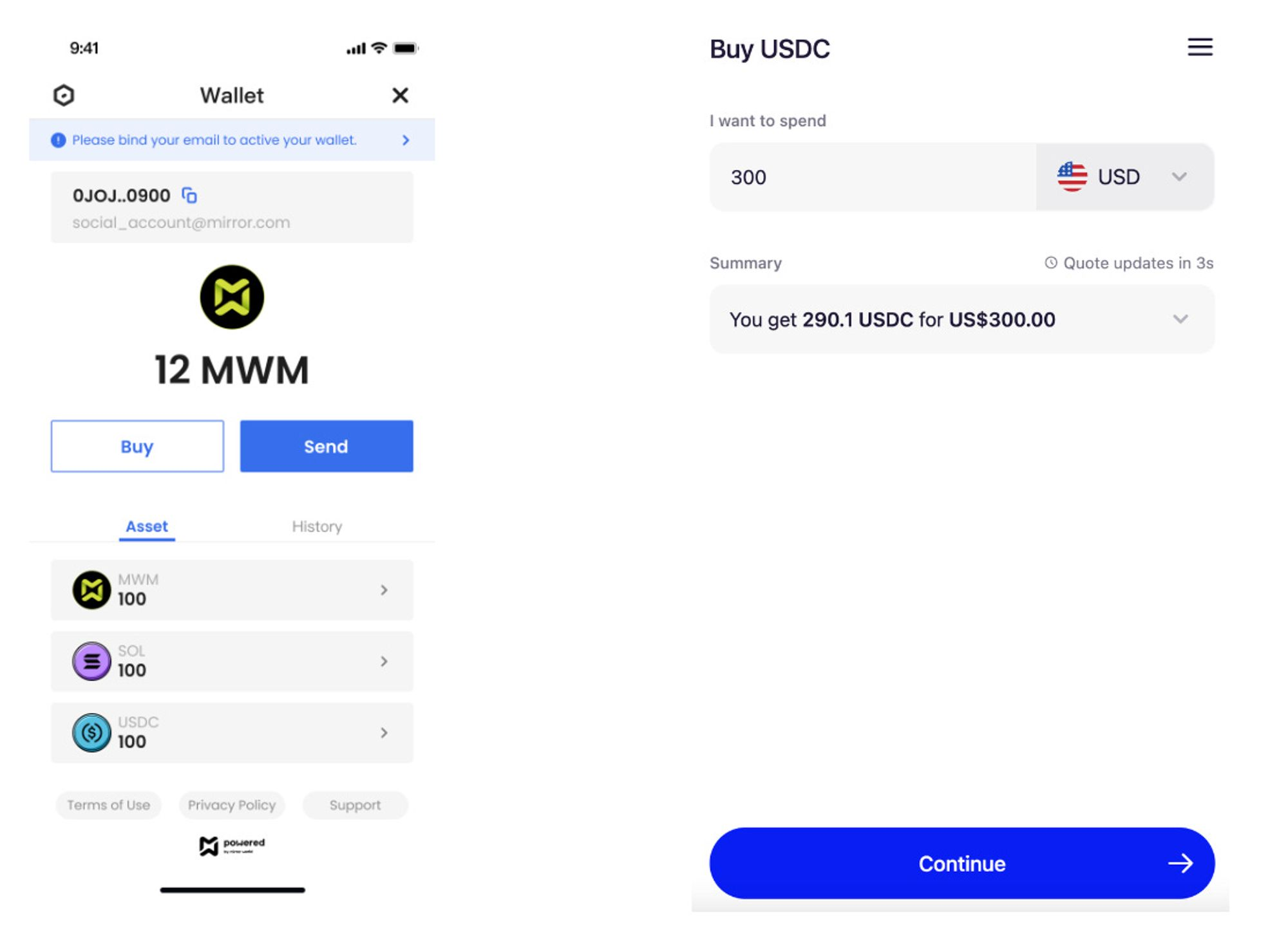 Using Mirror World Smart Wallet to Transfer ERC20 Tokens